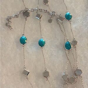 Melinda Maria ~ Levi Labradorite Long Station Necklace  silver Tone